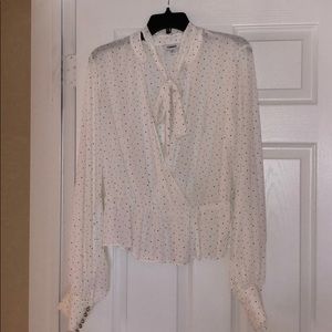 Express Ruffled Wrap Front Peplum Top // SZ Large